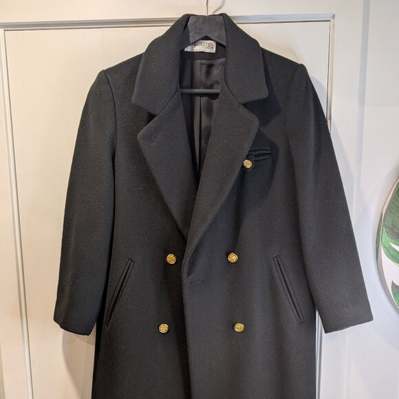 Forecaster Double Breasted Coat Wool Long Black & Gold Buttons - Women's sz 4 - Picture 5 of 11